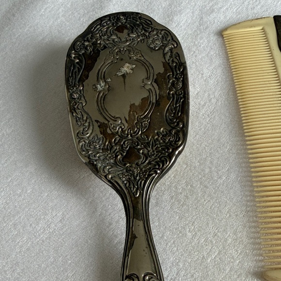 Vintage Silver Vanity Set with Mirror, Brush, and Comb - Picture 6 of 11